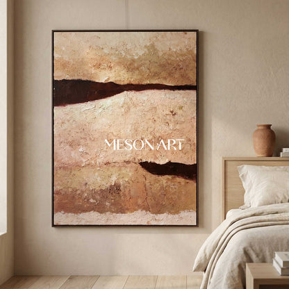 Large Brown 3D Minimalist abstract Art Brown 3D Texture Painting Wabi-Sabi Wall Art 3D Plaster Art