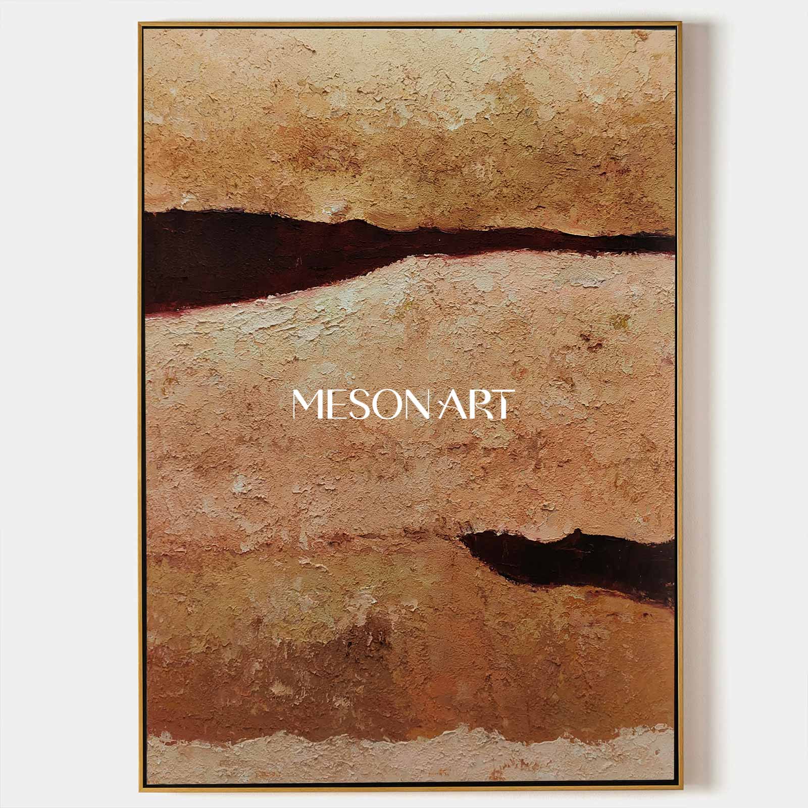 Large Brown 3D Minimalist abstract Art Brown 3D Texture Painting Wabi-Sabi Wall Art 3D Plaster Art