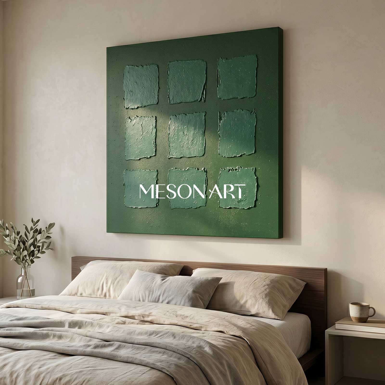 Green Abstract Art Canvas Green Oil Painting Green Wall Art Wabi Sabi Wall Art 3D Texture Wall Art