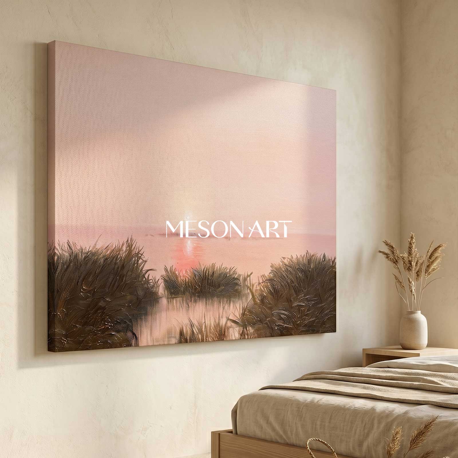 Large Luxurious black and gold landscape wall art Beautiful sunset landscape texture oil painting by the river