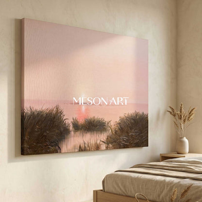 Large Luxurious black and gold landscape wall art Beautiful sunset landscape texture oil painting by the river