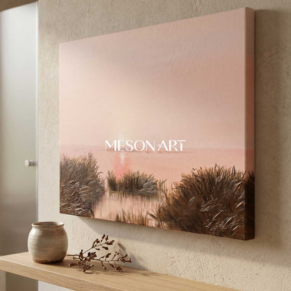 Large Luxurious black and gold landscape wall art Beautiful sunset landscape texture oil painting by the river