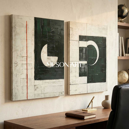 White and Black Minimalist Canvas Art Set of 2 White and Black Abstract Art Wabi Sabi Art on Canvas