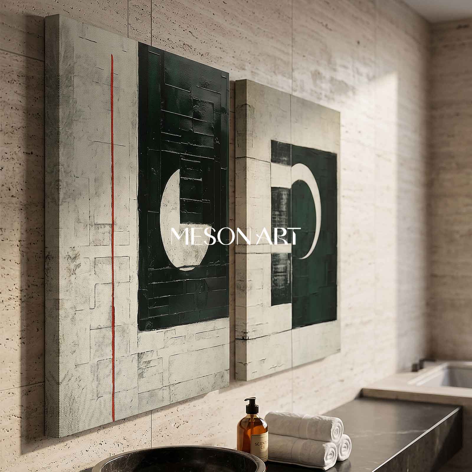 White and Black Minimalist Canvas Art Set of 2 White and Black Abstract Art Wabi Sabi Art on Canvas