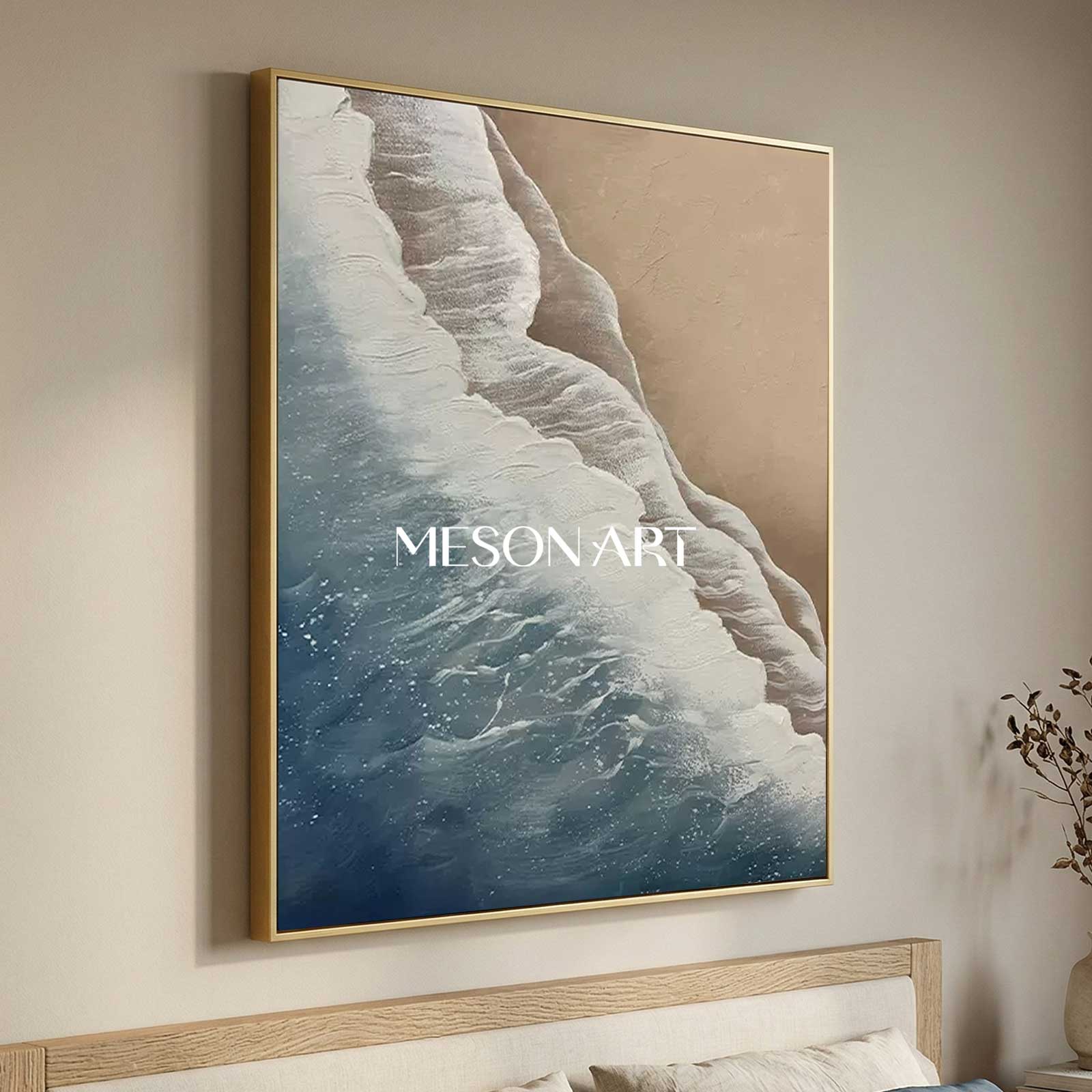 Large 3D Ocean Wave Painting Large 3D Ocean Wave Texture Wall Art 3D Plaster Art Minimalist Painting