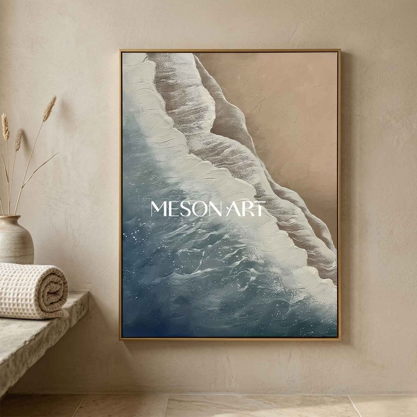 Large 3D Ocean Wave Painting Large 3D Ocean Wave Texture Wall Art 3D Plaster Art Minimalist Painting