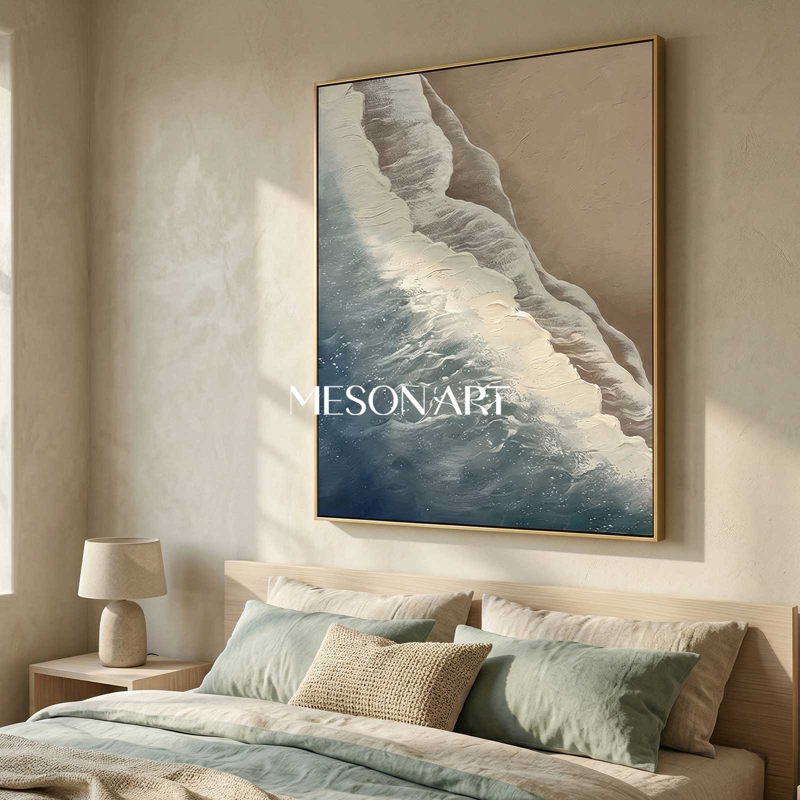 Large 3D Ocean Wave Painting Large 3D Ocean Wave Texture Wall Art 3D Plaster Art Minimalist Painting