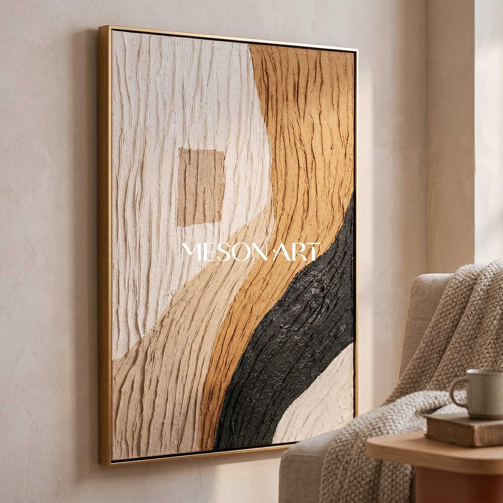 3D Plaster Art Brown 3d Textured Abstract Painting 3D Minimalism Abstract Art Plaster Wall Art