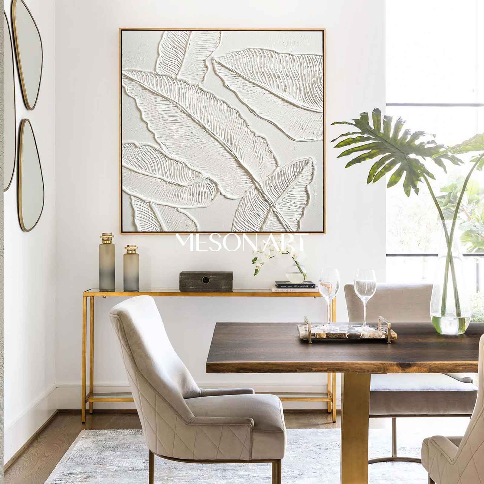 White Plaster Wall Art Textured Acrylic Abstract Painting 3D Minimalist Canvas Art