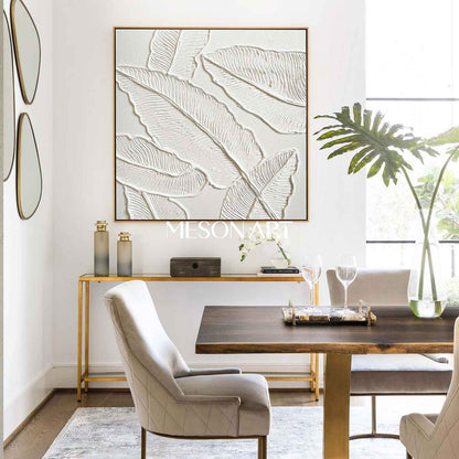 White Plaster Wall Art Textured Acrylic Abstract Painting 3D Minimalist Canvas Art