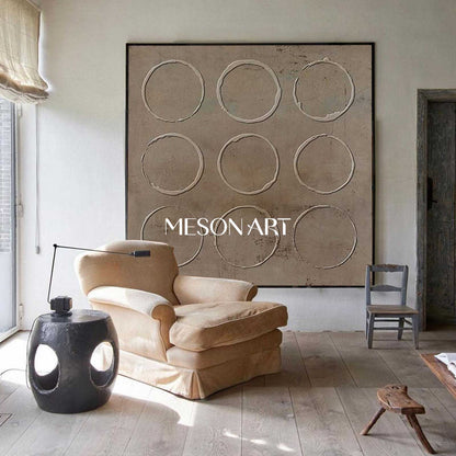Brown minimalist painting brown wall art 3d texture painting brown abstract art brown circle wall art Brown abstract painting on canvas