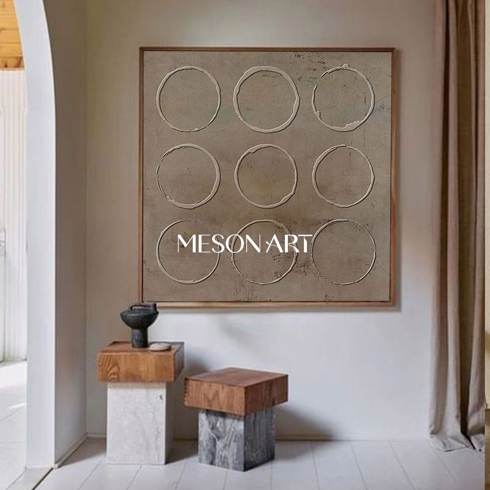Brown minimalist painting brown wall art 3d texture painting brown abstract art brown circle wall art Brown abstract painting on canvas