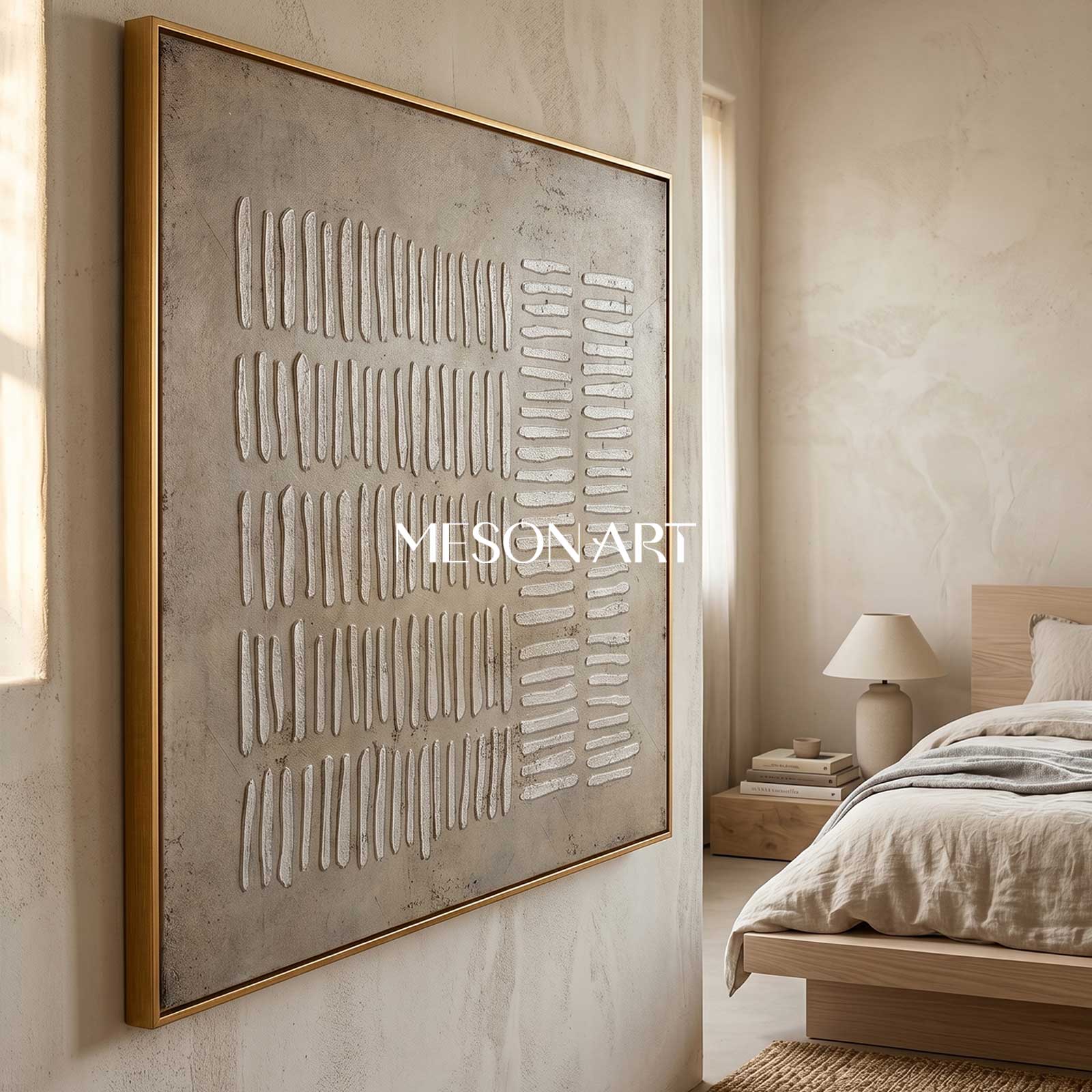 Brown Geometric Lines abstract canvas art Shape grey taupe wall painting brown wall Art 3d texture brown art cavnas Boho Relax Nordic art