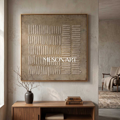 Brown Geometric Lines abstract canvas art Shape grey taupe wall painting brown wall Art 3d texture brown art cavnas Boho Relax Nordic art