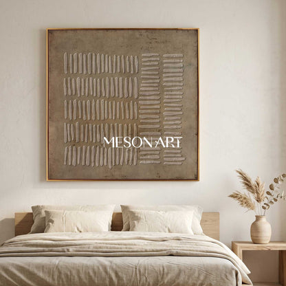 Brown Geometric Lines abstract canvas art Shape grey taupe wall painting brown wall Art 3d texture brown art cavnas Boho Relax Nordic art