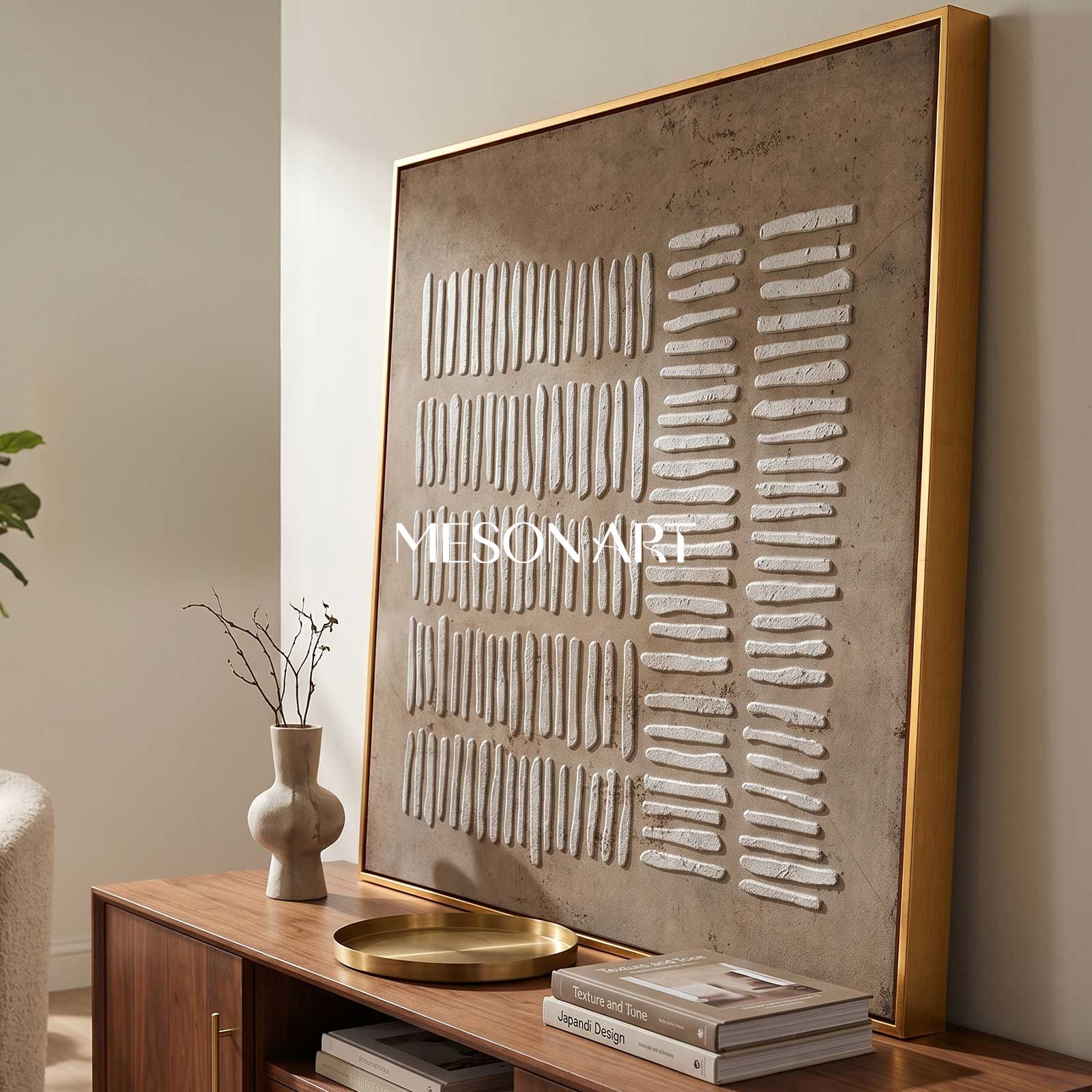 Brown Geometric Lines abstract canvas art Shape grey taupe wall painting brown wall Art 3d texture brown art cavnas Boho Relax Nordic art