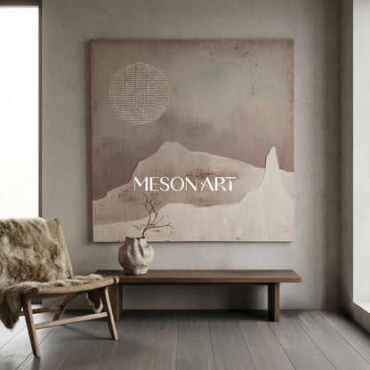 Brown Bohemian painting brown wall art 3d texture painting brown abstract art brown circle wall art Brown abstract painting on canvas