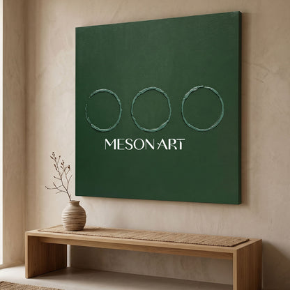 Green Minimalist Painting 3D Green Texture Painting Green Abstract Art Canvas Green Circle Wall Art