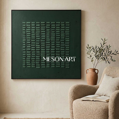 Wabi Sabi Wall Art Green Painting Green Abstract Art Canvas Minimalist Painting 3D Texture Wall Art