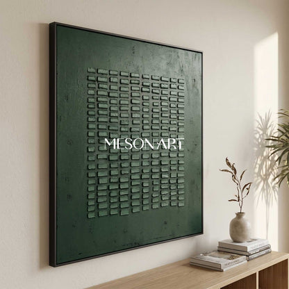 Wabi Sabi Wall Art Green Painting Green Abstract Art Canvas Minimalist Painting 3D Texture Wall Art