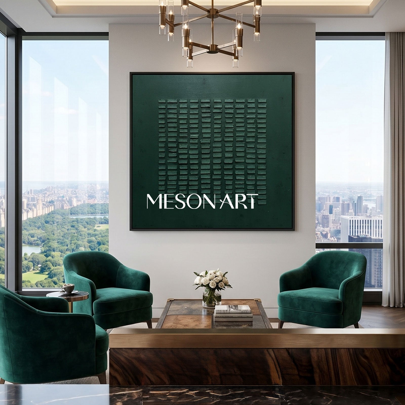 Wabi Sabi Wall Art Green Painting Green Abstract Art Canvas Minimalist Painting 3D Texture Wall Art