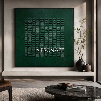 Wabi Sabi Wall Art Green Painting Green Abstract Art Canvas Minimalist Painting 3D Texture Wall Art