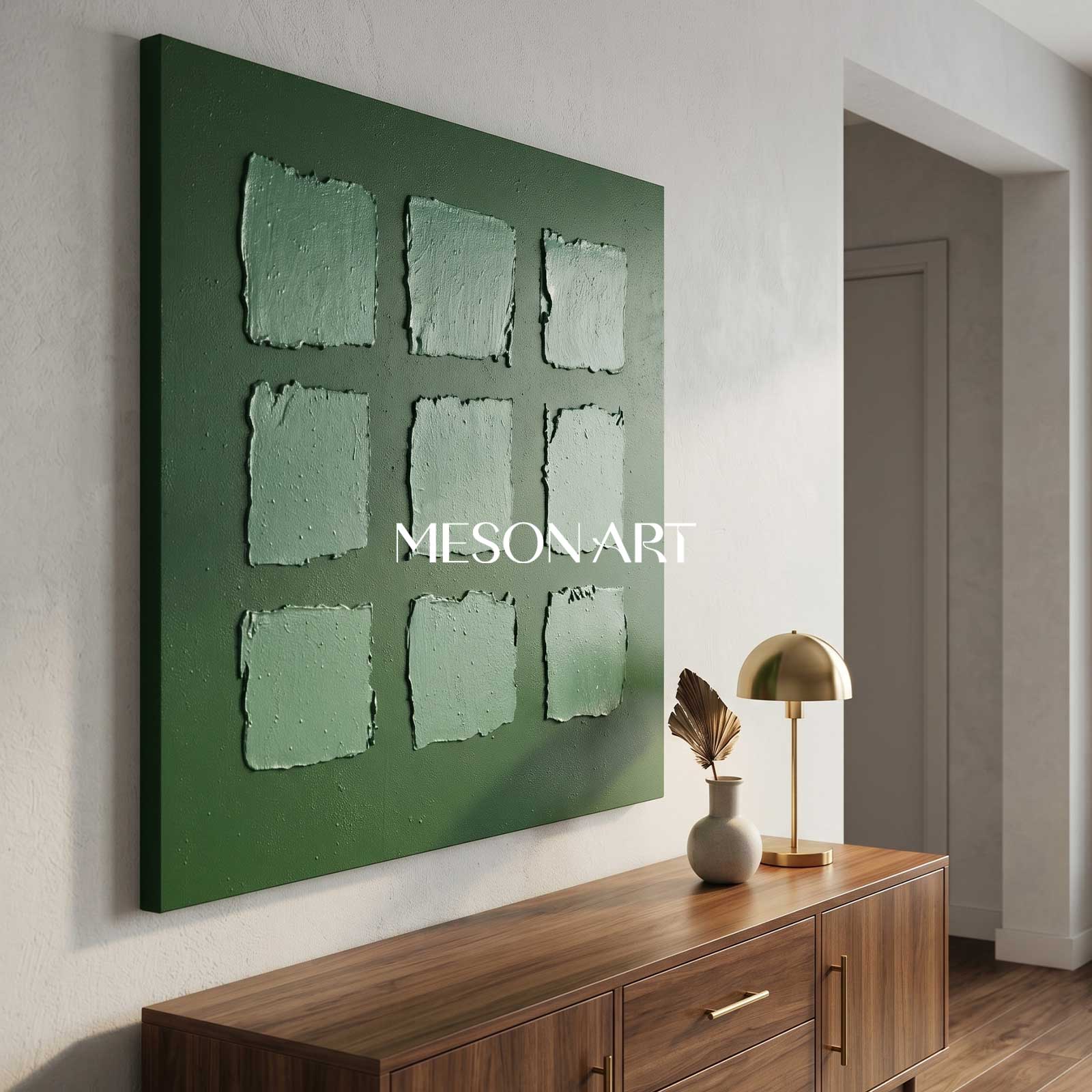 Green Abstract Art Canvas Green Oil Painting Green Wall Art Wabi Sabi Wall Art 3D Texture Wall Art