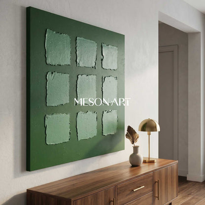 Green Abstract Art Canvas Green Oil Painting Green Wall Art Wabi Sabi Wall Art 3D Texture Wall Art