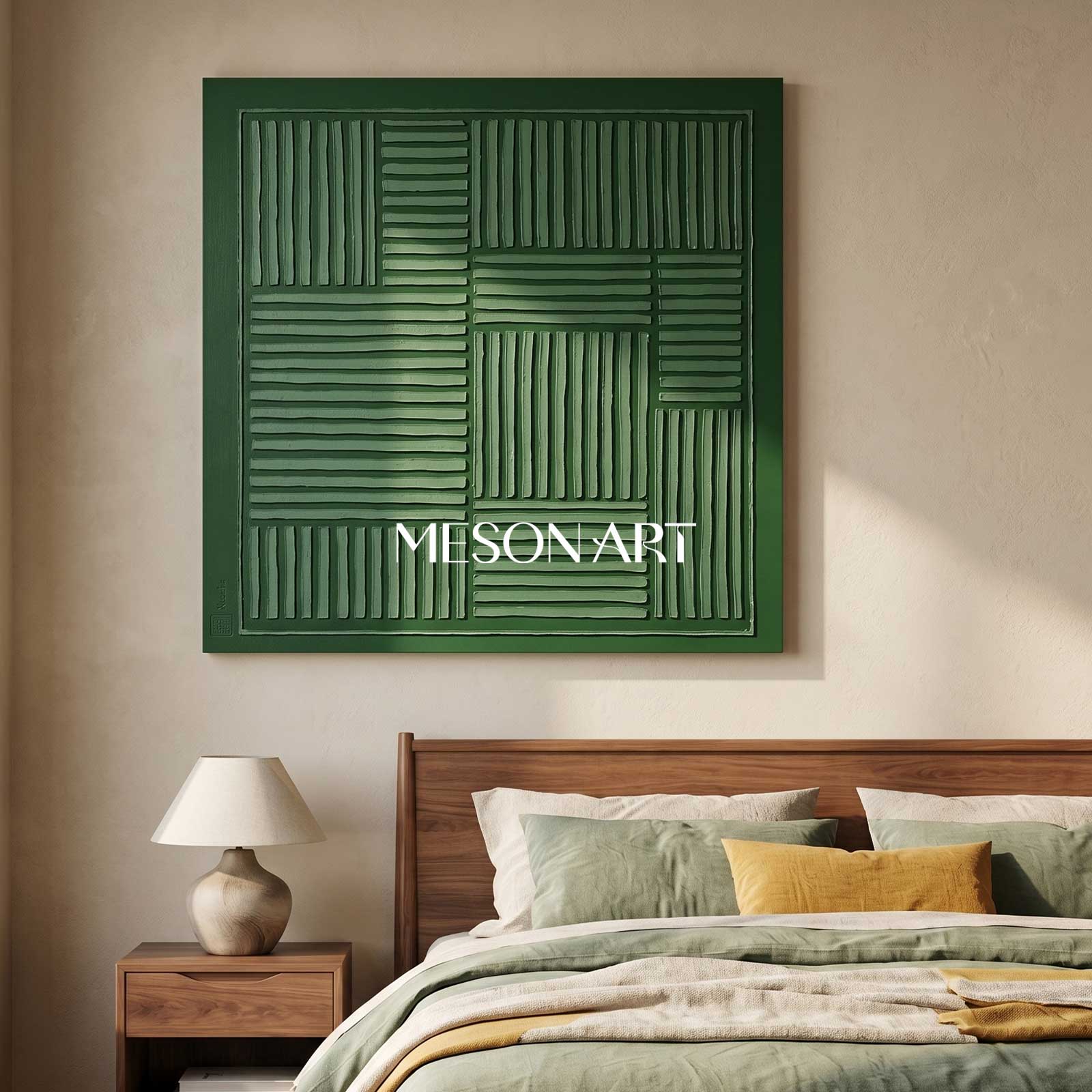 Wabi Sabi Wall Art Green Abstract Art 3D Green Wall Painting Canvas 3D Texture Wall Art Green Art