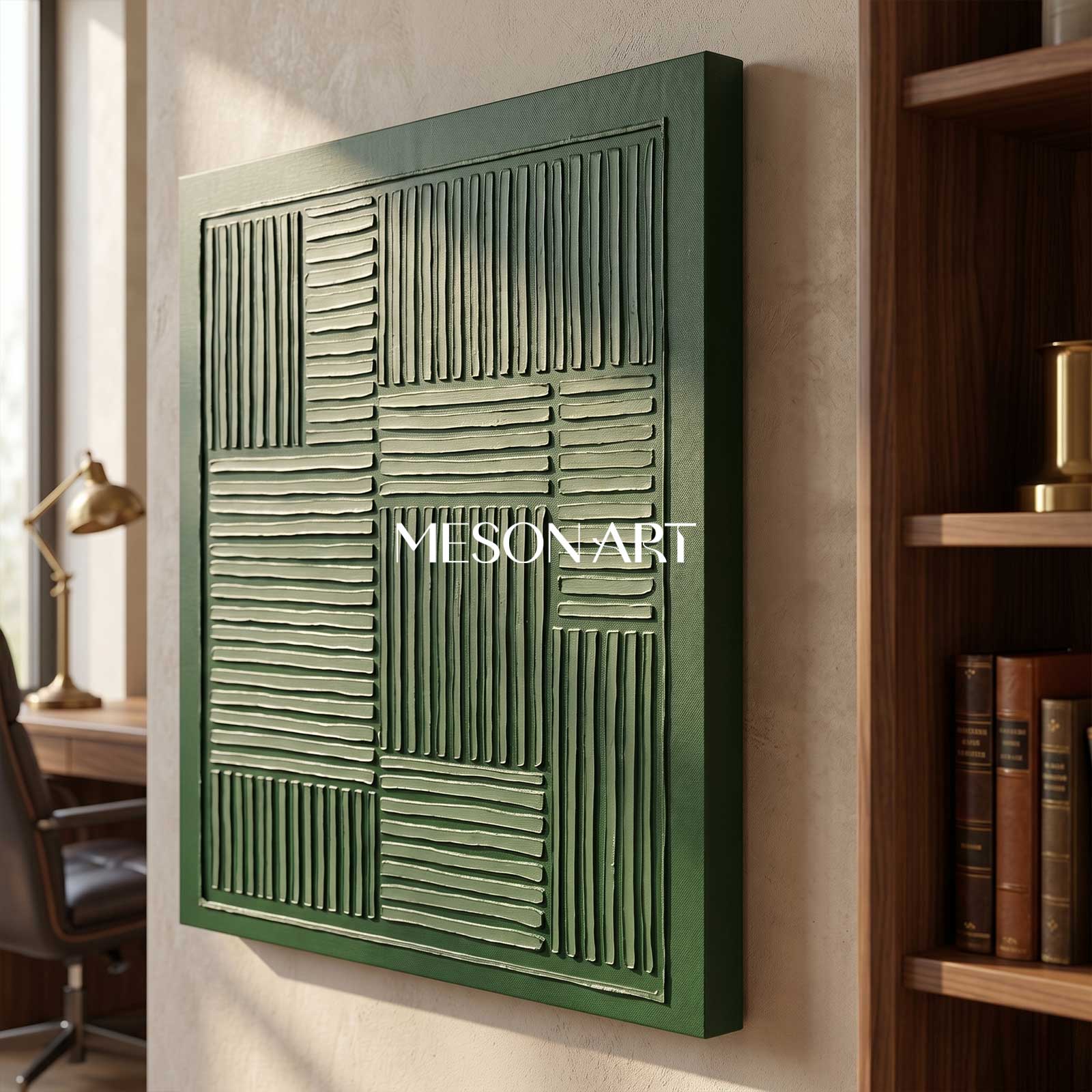 Wabi Sabi Wall Art Green Abstract Art 3D Green Wall Painting Canvas 3D Texture Wall Art Green Art