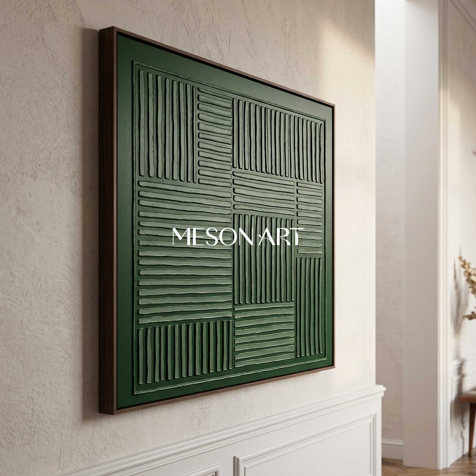 Wabi Sabi Wall Art Green Abstract Art 3D Green Wall Painting Canvas 3D Texture Wall Art Green Art