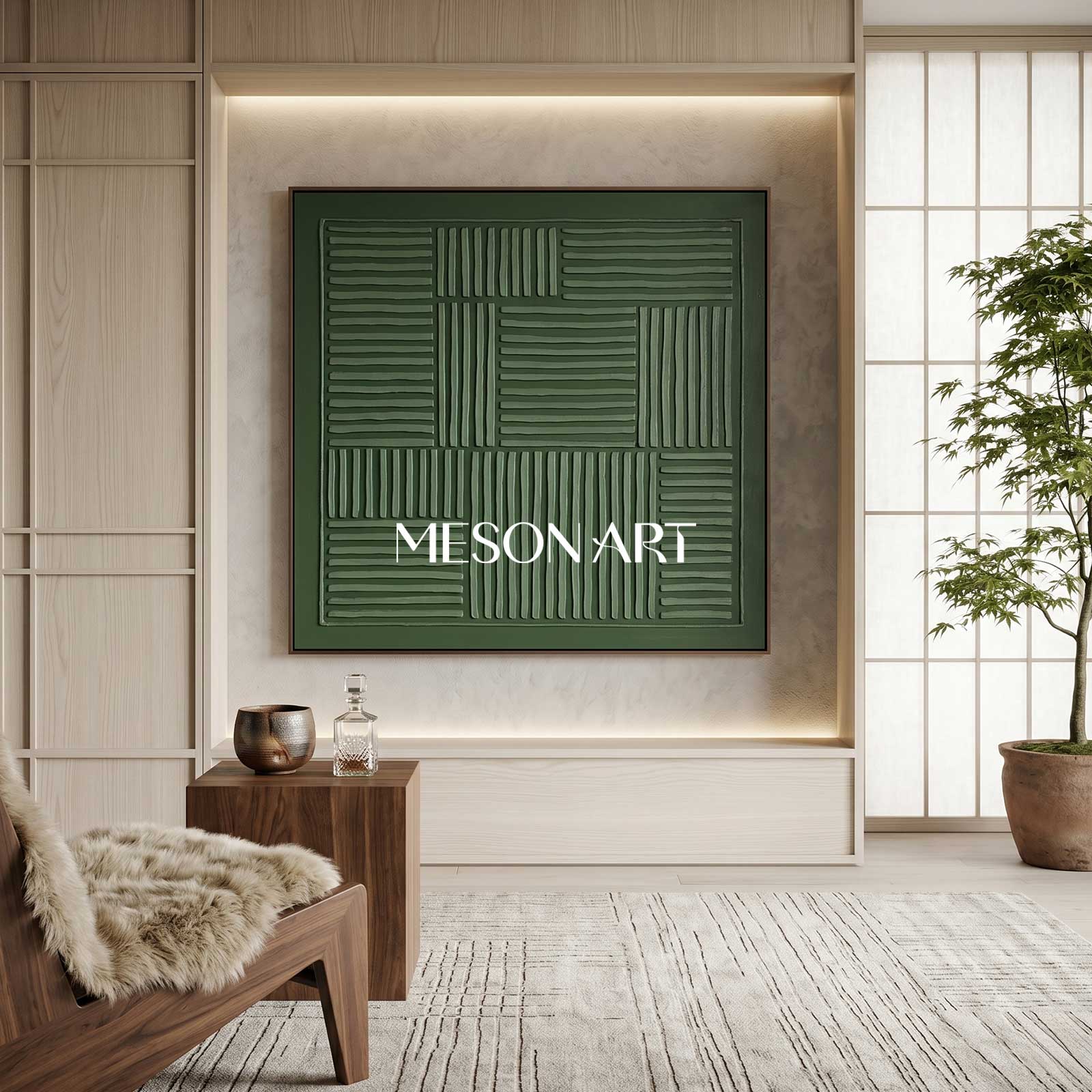 3D Dark Green Abstract Canvas Art 3D Dark Green Texture Wall Painting Wabi Sabi Art Dark Green art