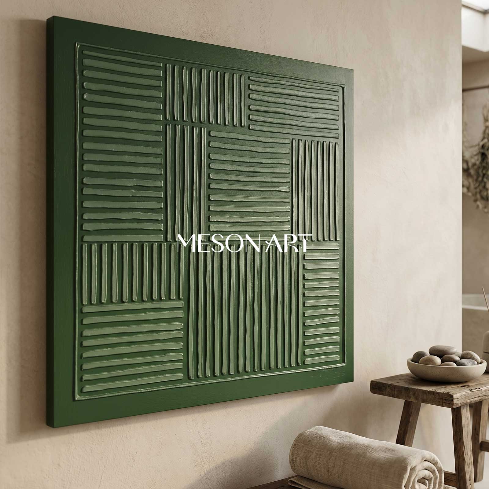 3D Dark Green Abstract Canvas Art 3D Dark Green Texture Wall Painting Wabi Sabi Art Dark Green art
