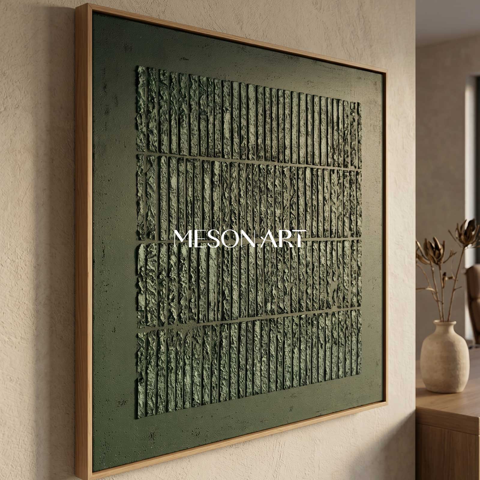 3D Green Abstract Art Canvas Green Painting Wabi Sabi Wall Art Minimalist Painting 3D Texture Wall art Green Wall Art