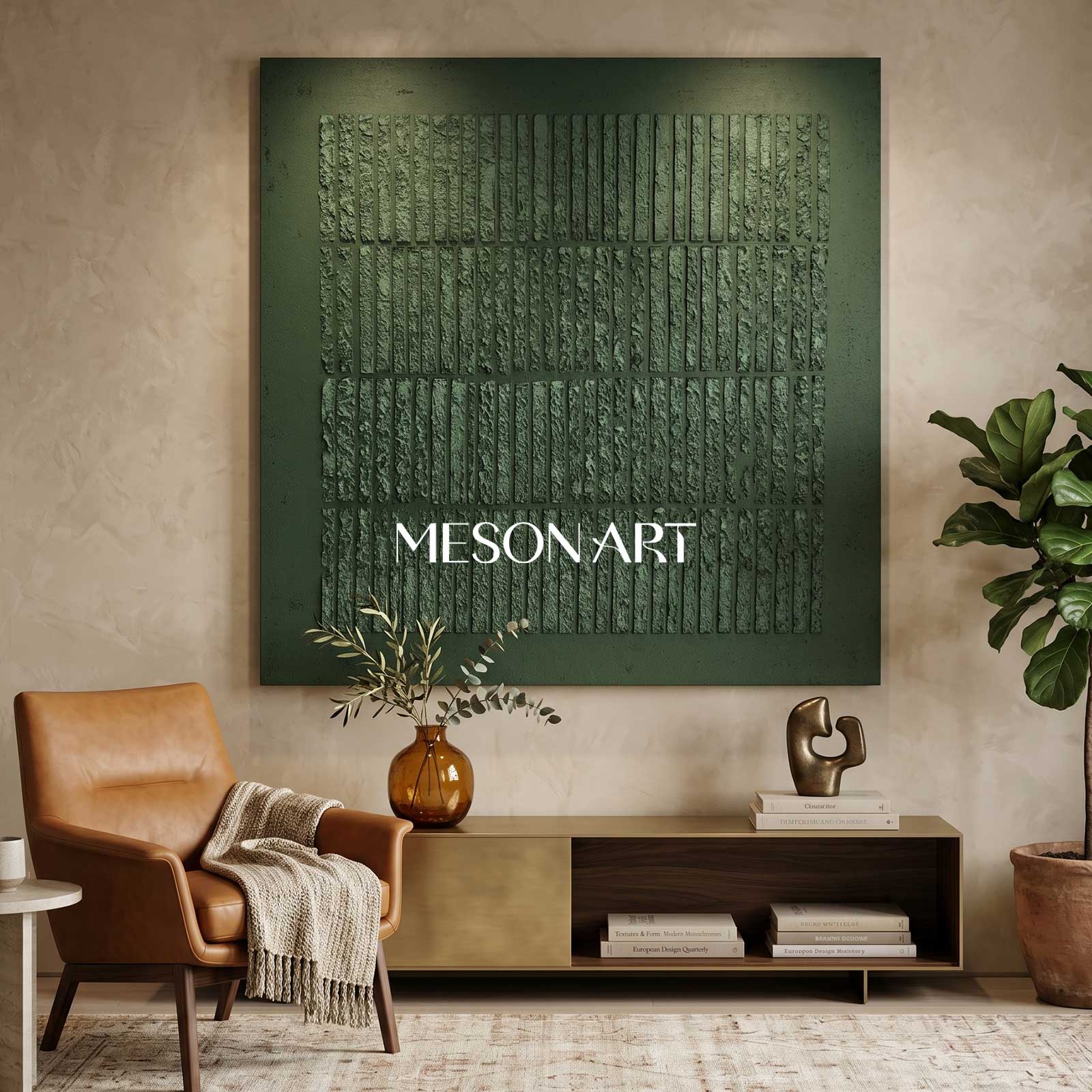 3D Green Abstract Art Canvas Green Painting Wabi Sabi Wall Art Minimalist Painting 3D Texture Wall art Green Wall Art