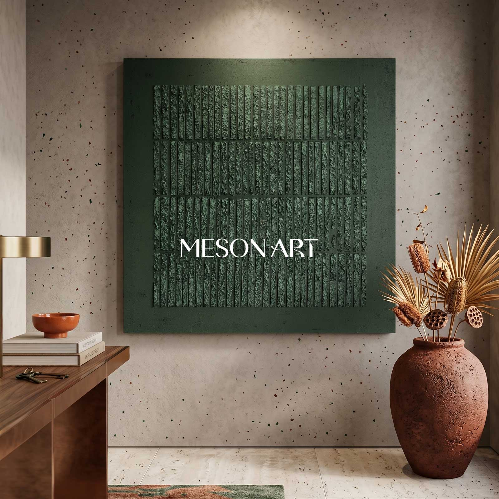 3D Green Abstract Art Canvas Green Painting Wabi Sabi Wall Art Minimalist Painting 3D Texture Wall art Green Wall Art