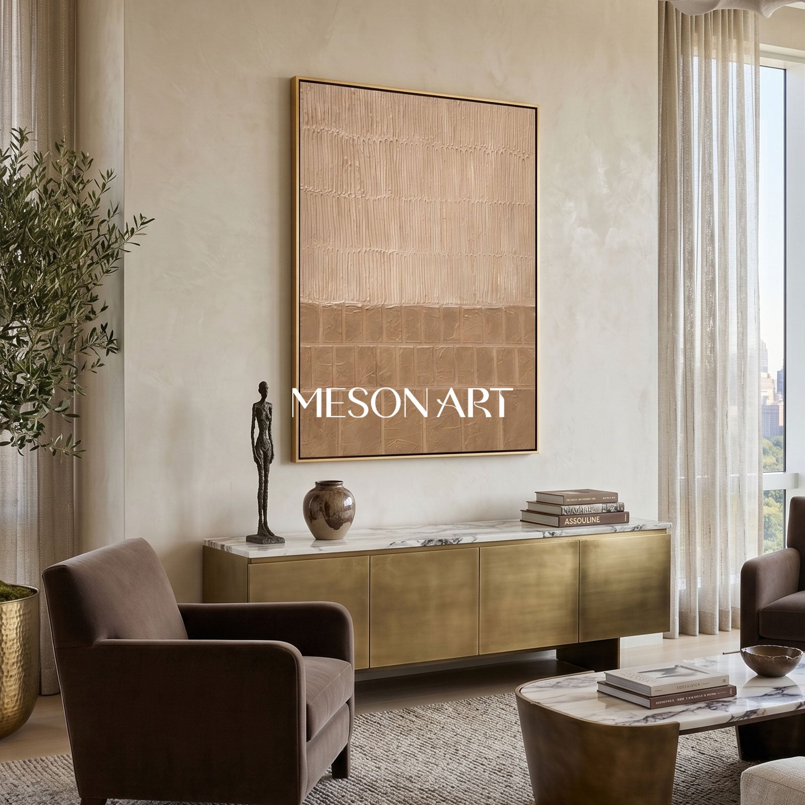 Brown 3D Abstract Painting Brown Minimalist Art Brown Textured Wall Art Wabi-Sabi Abstract Painting
