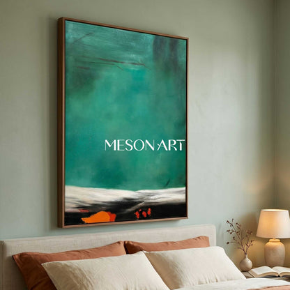 Green 3D Minimalist Abstract Painting Green 3D Textured Canvas Art Wabi-Sabi Wall Art Green Painting