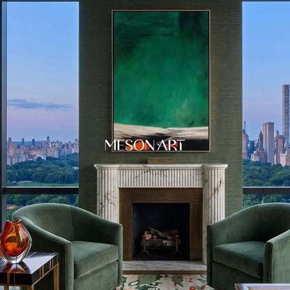 Green 3D Minimalist Abstract Painting Green 3D Textured Canvas Art Wabi-Sabi Wall Art Green Painting