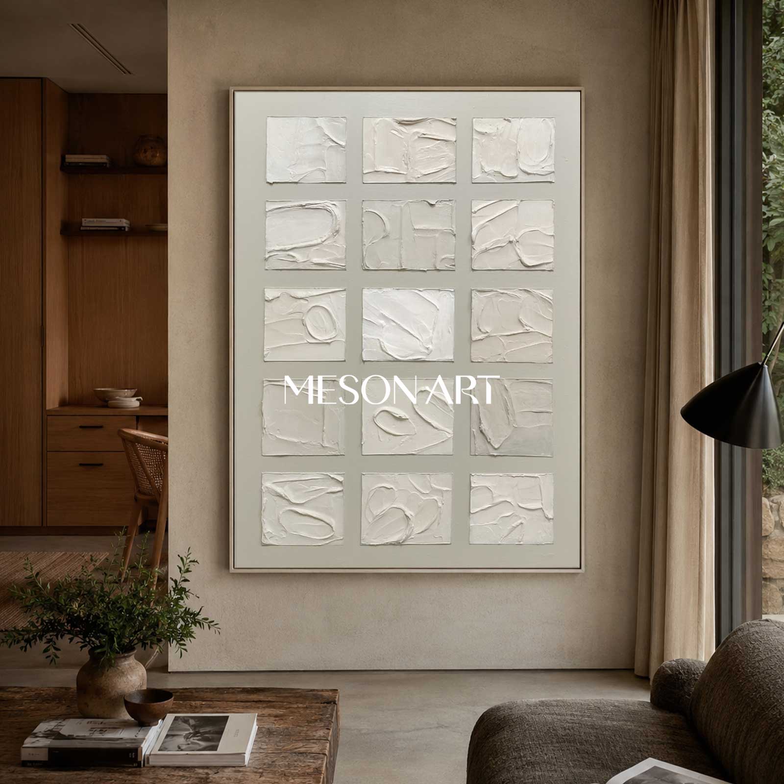 Gray 3D Textured Acrylic Abstract Painting Gray Minimalist Abstract Art 3D Plaster Art Wabi-Sabi Art