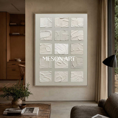 Gray 3D Textured Acrylic Abstract Painting Gray Minimalist Abstract Art 3D Plaster Art Wabi-Sabi Art