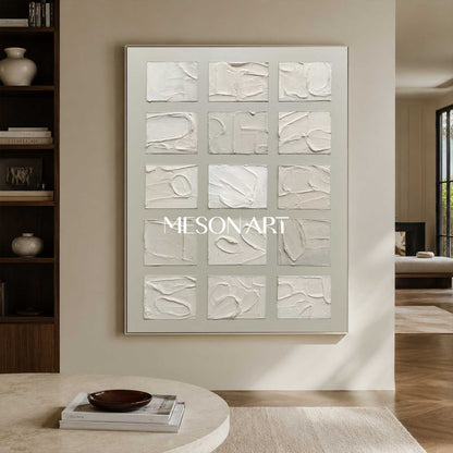Gray 3D Textured Acrylic Abstract Painting Gray Minimalist Abstract Art 3D Plaster Art Wabi-Sabi Art