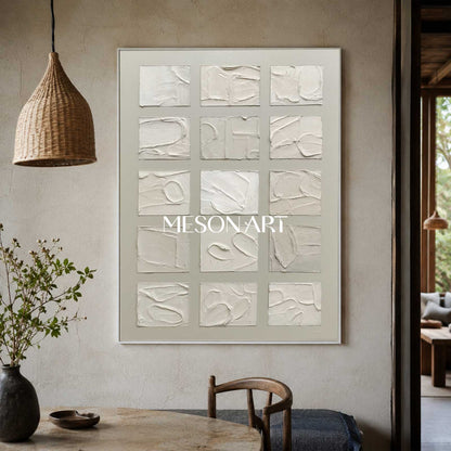 Gray 3D Textured Acrylic Abstract Painting Gray Minimalist Abstract Art 3D Plaster Art Wabi-Sabi Art