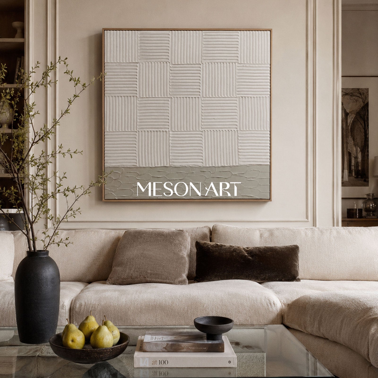 White 3D Textured Wall Art White Plaster 3D Abstract Painting White 3D Minimalist Canvas Art
