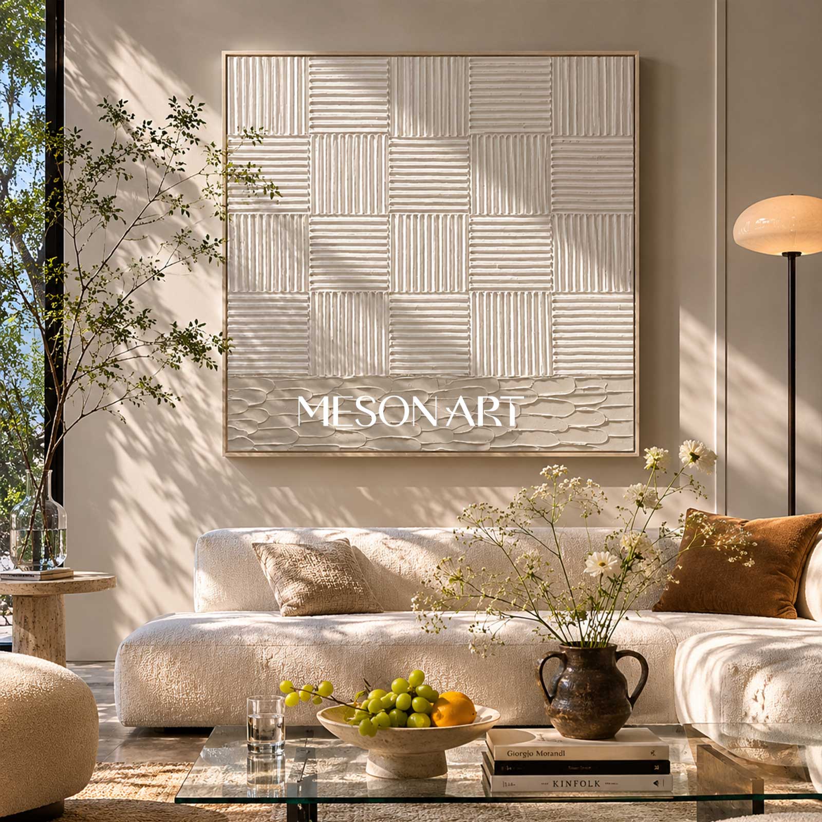 White 3D Textured Wall Art White Plaster 3D Abstract Painting White 3D Minimalist Canvas Art
