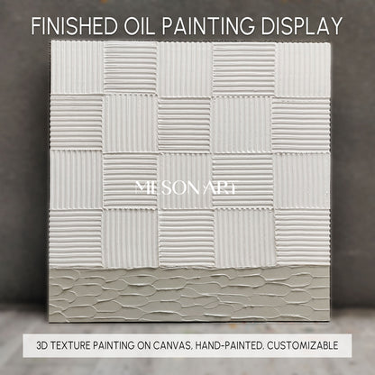 White 3D Textured Wall Art White Plaster 3D Abstract Painting White 3D Minimalist Canvas Art