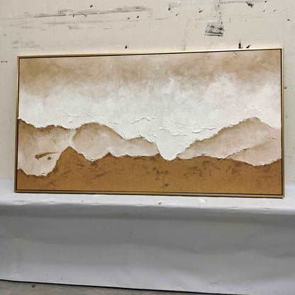 Large Brown Texture Painting 3D Sea Wall Art Plaster Wall Art Wabi-Sabi Wall Art Mixed Media Art