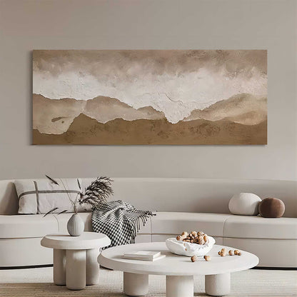 Large Brown Texture Painting 3D Sea Wall Art Plaster Wall Art Wabi-Sabi Wall Art Mixed Media Art
