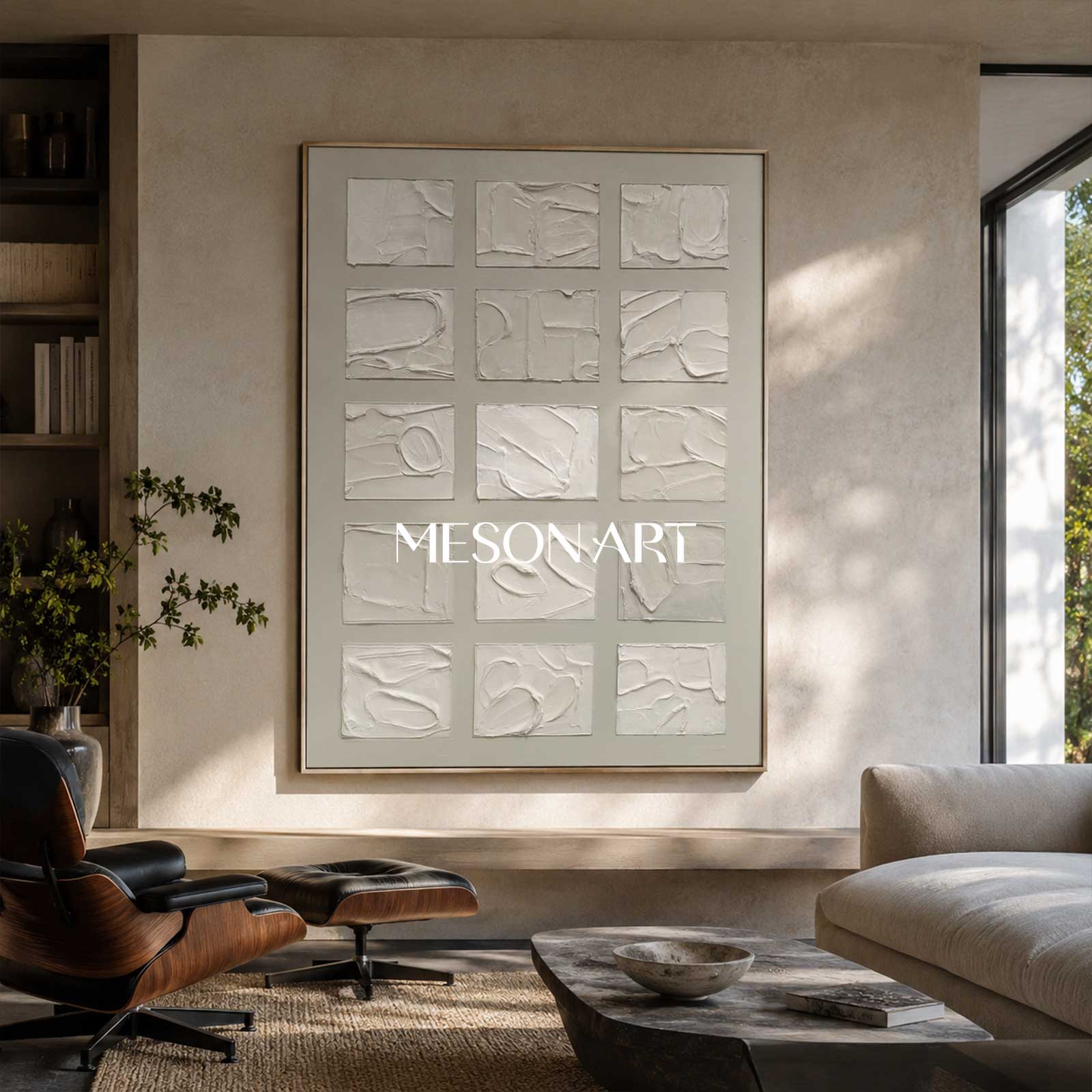 Gray 3D Textured Acrylic Abstract Painting Gray Minimalist Abstract Art 3D Plaster Art Wabi-Sabi Art