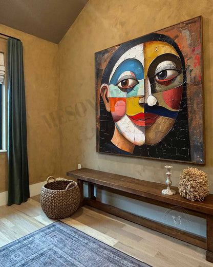 Contemporary Mona Lisa Portrait Abstract Canvas Art Female Pop Portrait Painting Female Portrait Art for Sale
